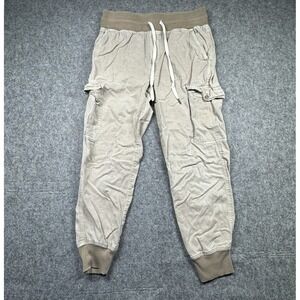 Aerie Carpender Capri Joggers Pants Women's S/P Tan Stretch Pull‑On Pockets